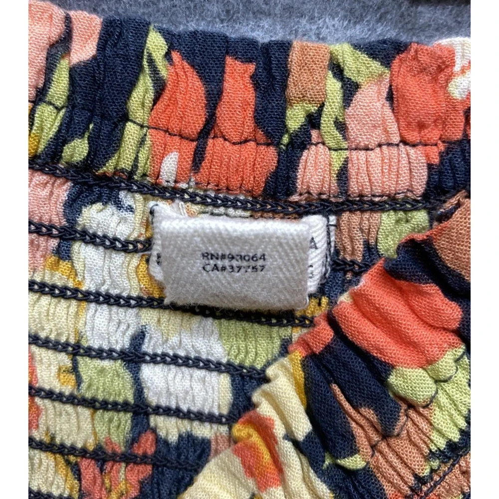 Billabong Dress Womens Large Black Floral Smocked Long Sleeve Boho Mini - Picture 6 of 9